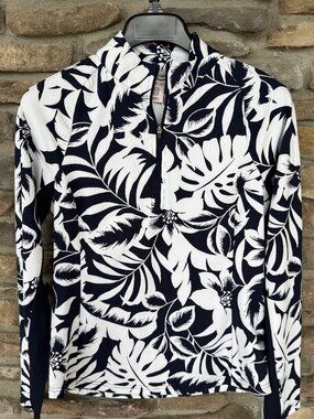 TOMMY BAHAMA GOLF Upf 50 Printed 1/4 Zip Popover Jacket XS Palm Navy NWT